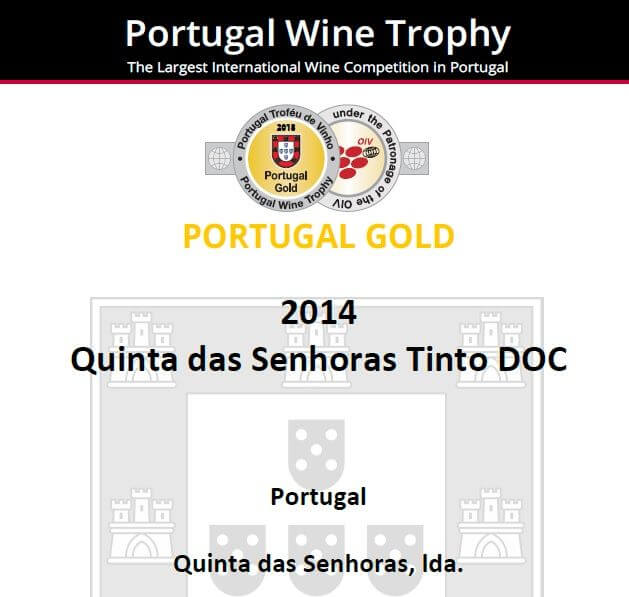 medalha de Ouro no Portugal Wine Trophy 2018_Vinhos- Quinta das Senhoras - prémios